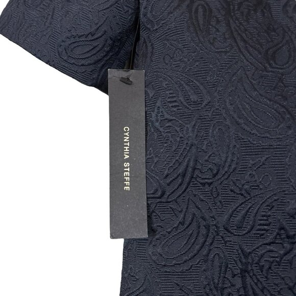 New Cynthia Steffe Textured Paisley Cocktail Mini Dress Dark Navy Blue Size 2 - Picture 7 of 10